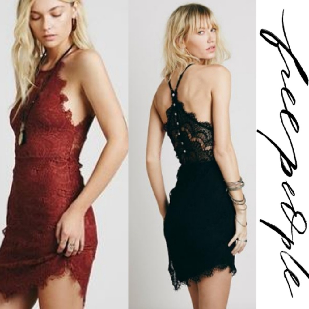 Free People BLACK She's Got It Slip Dress Small